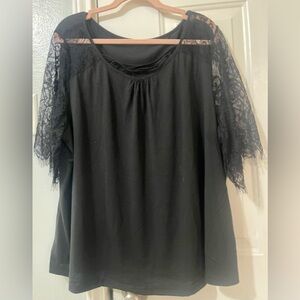 Gorgeous Plus Size Black Lace Sleeve Top sz 2X